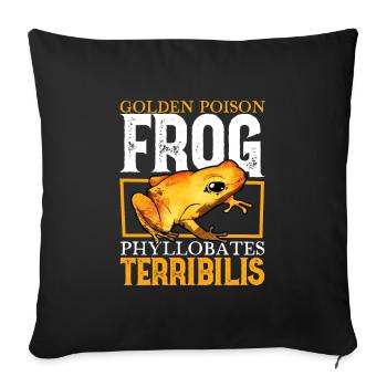 Grenouille à fléchettes empoisonnées dorées - Housse de coussin décorative 45 x 45 cm - noir - Devant