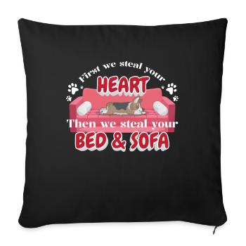 Heart Bed & Sofa Cute Dogs Dog Doggy - Sofa pillowcase 17,3'' x 17,3'' (45 x 45 cm) - black - Front