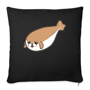 Sacabambaspis Poisson Meme Carlin Chien - Housse de coussin décorative 45 x 45 cm - noir - Devant