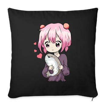 Sacabambaspis Fish Meme Kawaii Japanese Anime Mä - Sofa pillowcase 17,3'' x 17,3'' (45 x 45 cm) - black - Front