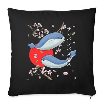 Sacabambaspis Fish Meme Sakura Cherry Blossom - Sofa pillowcase 17,3'' x 17,3'' (45 x 45 cm) - black - Front