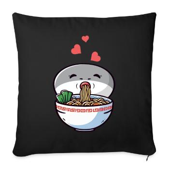 Sacabambaspis Meme Poisson Bol Ramen Japonais - Housse de coussin décorative 45 x 45 cm - noir - Devant