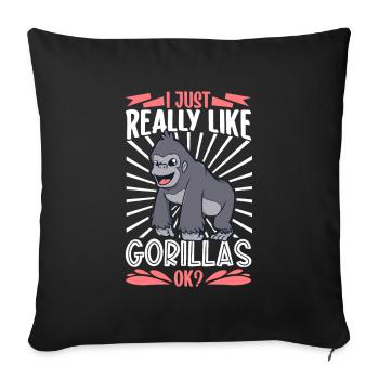 Ich liebe Gorillas - Gorilla - Sofakissenbezug 45 x 45 cm - Schwarz - Vorne