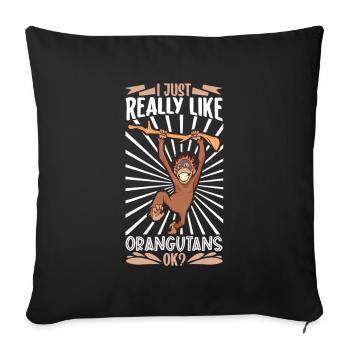 I love orangutans - Orangutan - Sofa pillowcase 17,3'' x 17,3'' (45 x 45 cm) - black - Front