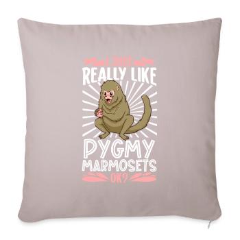 J’adore les ouistitis pygmées - ouistitis pygmées - Housse de coussin décorative 45 x 45 cm - taupe clair - Devant