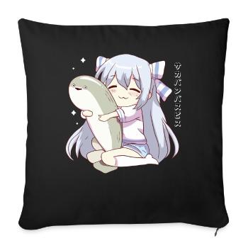 Sacabambaspis Fish Meme Japanese Anime Girl - Sofa pillowcase 17,3'' x 17,3'' (45 x 45 cm) - black - Front