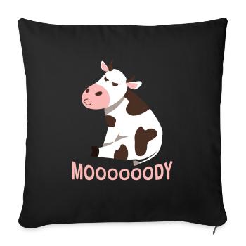 Moooooody Vache Vaches Fermier Enfants - Housse de coussin décorative 45 x 45 cm - noir - Devant