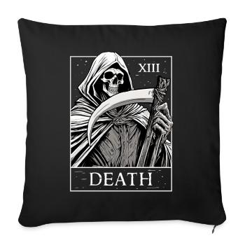 Carte de tarot de la mort de Santa Muerte Dia De Los Muertos - Housse de coussin décorative 45 x 45 cm - noir - Devant
