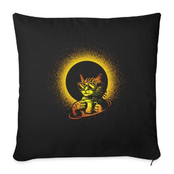 Solar Eclipse Cat Experience Sun - Sofa pillowcase 17,3'' x 17,3'' (45 x 45 cm) - black - Front
