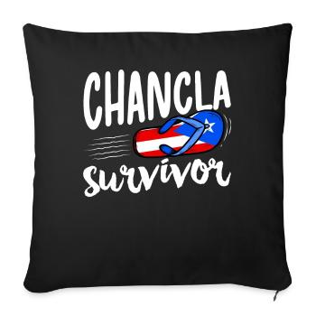 La Chancla Puerto Rican Flag Puerto Rico - Sofa pillowcase 17,3'' x 17,3'' (45 x 45 cm) - black - Front