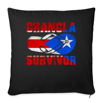 La Chancla Puerto Rican Flag Puerto Rico - Sofa pillowcase 17,3'' x 17,3'' (45 x 45 cm) - black - Front