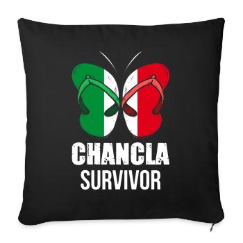 Drapeau de La Chancla Mexique Mexique - Housse de coussin décorative 45 x 45 cm - noir - Devant
