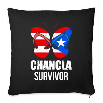La Chancla Puerto Rican Flag Puerto Rico - Sofa pillowcase 17,3'' x 17,3'' (45 x 45 cm) - black - Front
