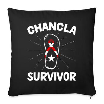 La Chancla Puerto Rican Flag Puerto Rico - Sofa pillowcase 17,3'' x 17,3'' (45 x 45 cm) - black - Front