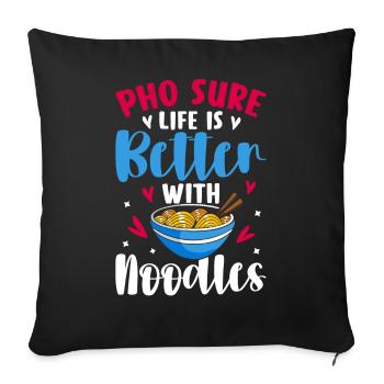 Soupe aux nouilles vietnamienne - Housse de coussin décorative 45 x 45 cm - noir - Devant