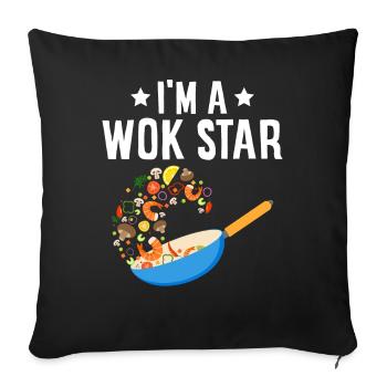 Nourriture chinoise frite - Housse de coussin décorative 45 x 45 cm - noir - Devant