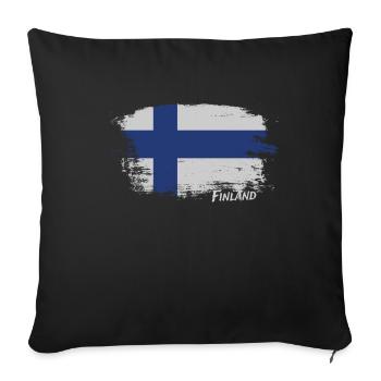 Finlande Drapeau Helsinki Finnois - Housse de coussin décorative 45 x 45 cm - noir - Devant