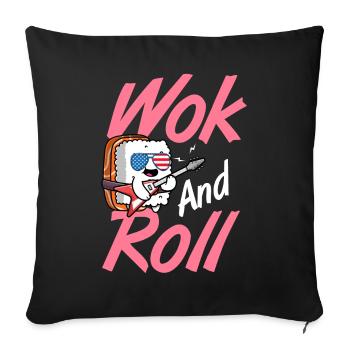 Nouilles sautées Cuisine chinoise - Housse de coussin décorative 45 x 45 cm - noir - Devant