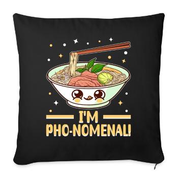 Soupe de nouilles vietnamienne Cuisine asiatique - Housse de coussin décorative 45 x 45 cm - noir - Devant