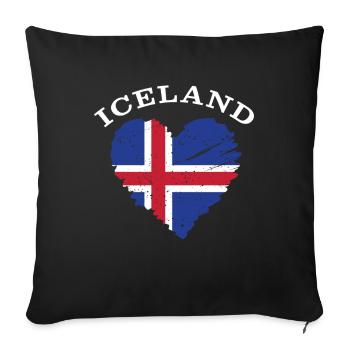 Drapeau de l’Islande Drapeau Reykjavík Islandais - Housse de coussin décorative 45 x 45 cm - noir - Devant