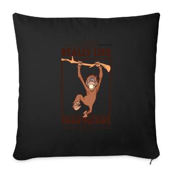 J’adore les orangs-outans - Orangs-outans - Housse de coussin décorative 45 x 45 cm - noir - Devant