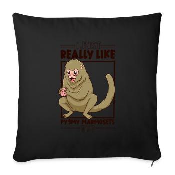 J’adore les ouistitis pygmées - ouistitis pygmées - Housse de coussin décorative 45 x 45 cm - noir - Devant