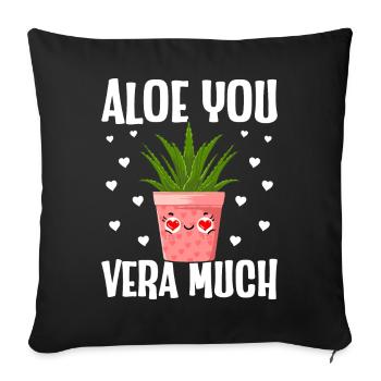 Funny Succulent Aloe Vera - Sofa pillowcase 17,3'' x 17,3'' (45 x 45 cm) - black - Front