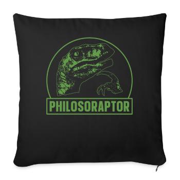Drôle Philosophie Meme Vélociraptor Dinosaure - Housse de coussin décorative 45 x 45 cm - noir - Devant