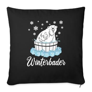 Winterbader Eisbär Eisbaden Eisbad Spruch - Sofakissenbezug 45 x 45 cm - Schwarz - Vorne