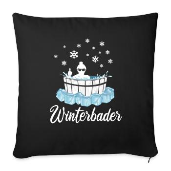 Winterbader Eisbaden Eisbad Spruch - Sofakissenbezug 45 x 45 cm - Schwarz - Vorne