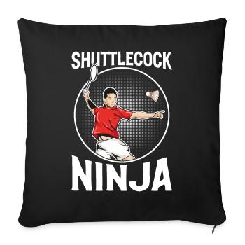 Lustiger Badmintonspieler - Sofakissenbezug 45 x 45 cm - Schwarz - Vorne