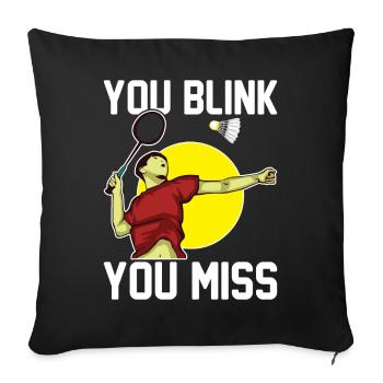 Drôle de joueur de badminton - Housse de coussin décorative 45 x 45 cm - noir - Devant