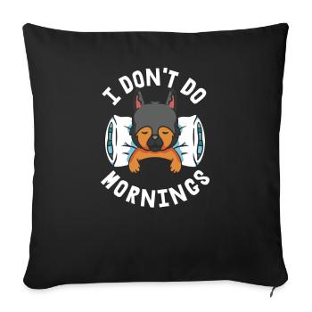 Berger Allemand Drôle Je Ne Fais Pas De Matins - Housse de coussin décorative 45 x 45 cm - noir - Devant