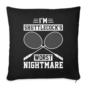 Lustiger Badmintonspieler - Sofakissenbezug 45 x 45 cm - Schwarz - Vorne