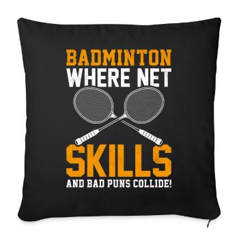 Badminton Players - Sofa pillowcase 17,3'' x 17,3'' (45 x 45 cm) - black - Front