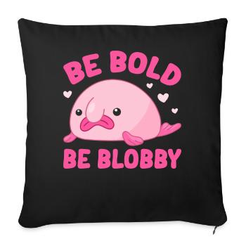 Drôle de poisson-mouche créature marine - Housse de coussin décorative 45 x 45 cm - noir - Devant