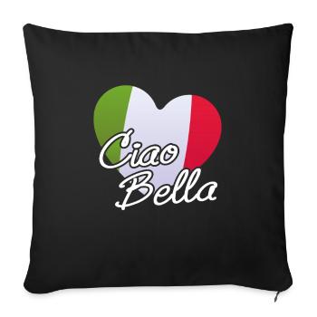 Ciao Bella Italie coeur cadeau italien - Housse de coussin décorative 45 x 45 cm - noir - Devant