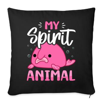Drôle de poisson-mouche créature marine - Housse de coussin décorative 45 x 45 cm - noir - Devant