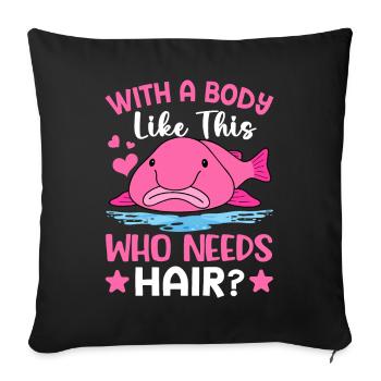 Funny Blobfish Sea Creature - Sofa pillowcase 17,3'' x 17,3'' (45 x 45 cm) - black - Front