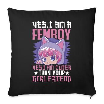 Crossdressing MTF - Sofa pillowcase 17,3'' x 17,3'' (45 x 45 cm) - black - Front