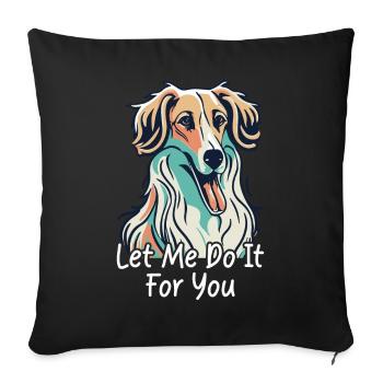 Chien barzoï Meme - Housse de coussin décorative 45 x 45 cm - noir - Devant