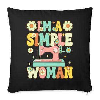 Machine à coudre couturière - Housse de coussin décorative 45 x 45 cm - noir - Devant