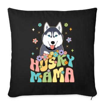 Groovy Sibérien Husky Maman Femelle Chien Chérie - Housse de coussin décorative 45 x 45 cm - noir - Devant