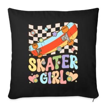 Skateboarding Girl Female Skateboarder Ska - Sofa pillowcase 17,3'' x 17,3'' (45 x 45 cm) - black - Front