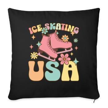 Patriotic Ice Skater Figure Skating - Sofa pillowcase 17,3'' x 17,3'' (45 x 45 cm) - black - Front