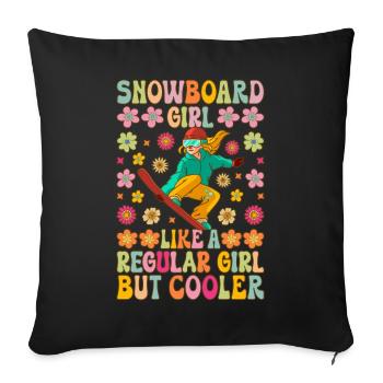 Fille de snowboard - Housse de coussin décorative 45 x 45 cm - noir - Devant