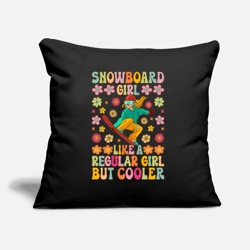 Fille de snowboard Housse de coussin décorative 45 x 45 cm
