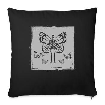 Schmetterling Skelett Fairycore Fantasy - Sofakissenbezug 45 x 45 cm - Schwarz - Vorne