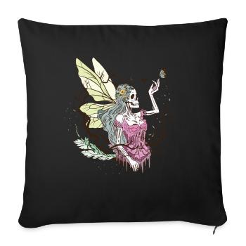 Skelett Fairycore Schmetterling Fantasy - Sofakissenbezug 45 x 45 cm - Schwarz - Vorne