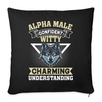 Men's Wolf - Sofa pillowcase 17,3'' x 17,3'' (45 x 45 cm) - black - Front